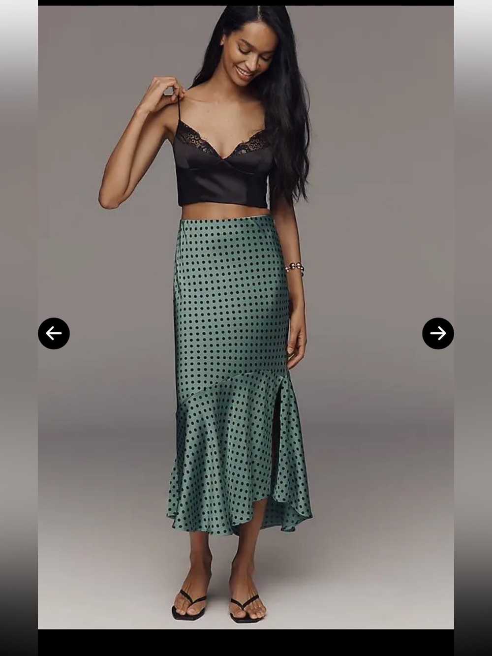 Maeve bias ruffled Polka dot midi skirt .
New with tags